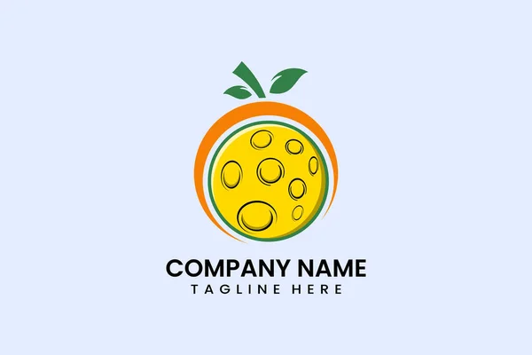 Plana Moderna Simples Fruta Lua Ícone Símbolo Logotipo Modelo Vetor — Vetor de Stock