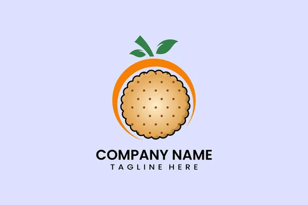 Plana Moderna Fruta Simples Cookies Biscoito Ícone Símbolo Logotipo Modelo — Vetor de Stock