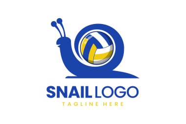 Düz modern logo salyangoz voleybol logo şablonu simge vektör tasarımı illüstrasyonu