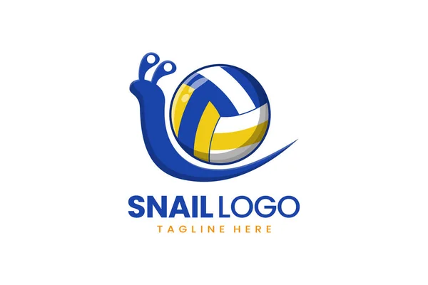 Flat modern simple logo snail volley ball logo template icon symbol vector design illustration