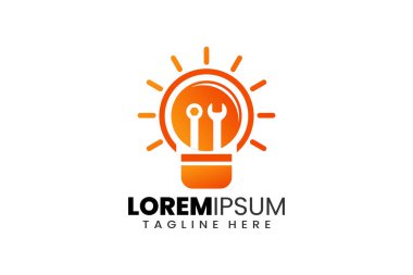 Yaratıcı onarım ampul logo şablonu konsept vektör ilham eğitim logosu sembolü dizayn etti