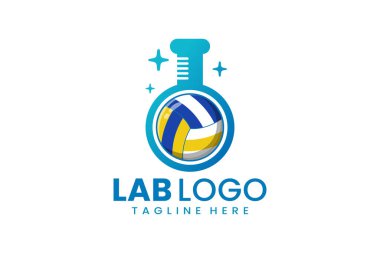 Düz modern voleybol laboratuvar logosu ikon sembolü vektör tasarımı illüstrasyonu