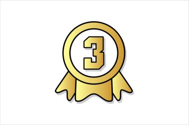 Üç numaralı daire. Kazanan üçüncü başarı ödülü sahibi logo şablonu tasarım illüstrasyonu.