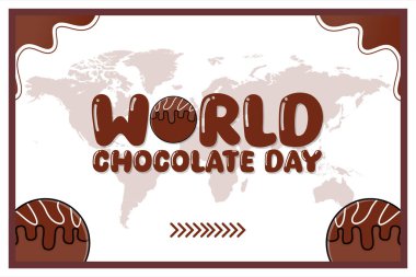 Düz Dünya Çikolata Günü Kutlama Posteri Tasarımı Çizimi 7 Temmuz