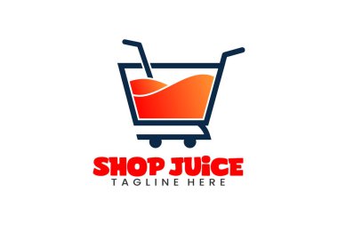 Düz Modern Sağlıklı ve Taze meyve suyu ve dükkan logosu şablon tasarımı çizimi