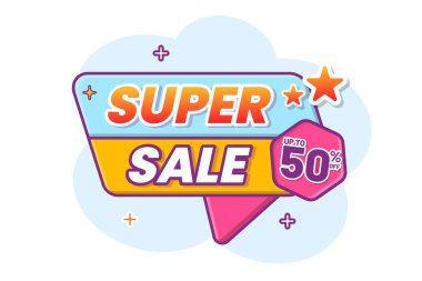 Web veya sosyal medya için büyük satış afişi şablonu, flaş satışı ve tanıtımı, özel teklif afişi