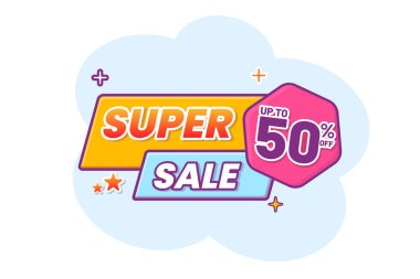 Web veya sosyal medya için büyük satış afişi şablonu, flaş satışı ve tanıtımı, özel teklif afişi