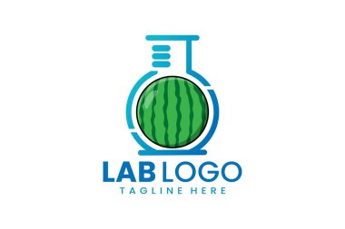 Yaratıcı logo, laboratuar ve karpuzu taze, yenilikçi markalaşma için birleştiriyor.