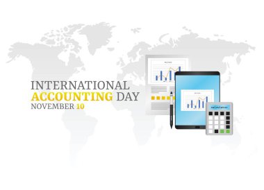 Uluslararası muhasebe gününün vektör grafiği uluslararası muhasebe günü kutlamaları için iyi. düz dizayn. İlan tasarımı. Düz illüstrasyon.