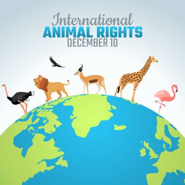 Uluslararası hayvan haklarının vektör grafiği uluslararası hayvan hakları kutlamaları için iyidir. düz dizayn. İlan tasarımı. Düz illüstrasyon.