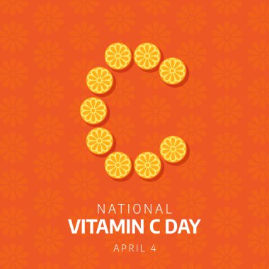 Ulusal C vitamini gününü gösteren vektör grafiği C vitamini kutlamaları için uygun. düz dizayn. İlan tasarımı. Düz illüstrasyon.