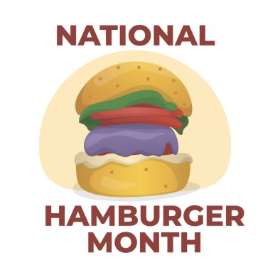 Ulusal Hamburger Ayı 'nın vektör grafiği ulusal hamburger ayı kutlamaları için uygun. düz dizayn. İlan tasarımı. Düz illüstrasyon.