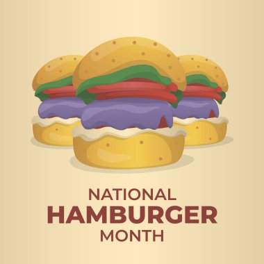 Ulusal Hamburger Ayı 'nın vektör grafiği ulusal hamburger ayı kutlamaları için uygun. düz dizayn. İlan tasarımı. Düz illüstrasyon.