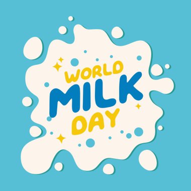 Süt gününün vektör grafiği dünya süt günü kutlaması için iyidir. düz dizayn. İlan tasarımı. Düz illüstrasyon.
