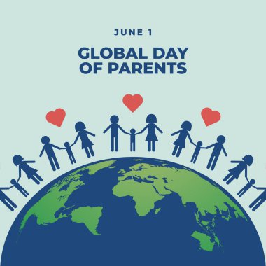 Ebeveynlerin küresel gününün vektör grafiği ailelerin kutlaması için iyidir. düz dizayn. İlan tasarımı. Düz illüstrasyon.
