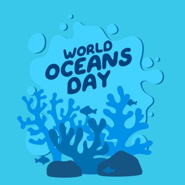 Dünya Okyanusları Günü 'nün vektör grafiği Dünya Okyanusları Günü kutlamaları için iyidir. düz dizayn. İlan tasarımı. Düz illüstrasyon.