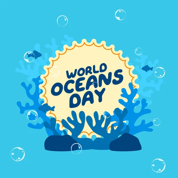 Dünya Okyanusları Günü 'nün vektör grafiği Dünya Okyanusları Günü kutlamaları için iyidir. düz dizayn. İlan tasarımı. Düz illüstrasyon.
