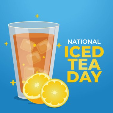 Ulusal Buzlu Çay Günü 'nün vektör grafiği Ulusal Buzlu Çay Günü kutlamaları için iyidir. düz dizayn. İlan tasarımı. Düz illüstrasyon.