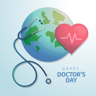 Doktorlar Günü 'nün vektör grafiği Doktorlar Günü kutlamaları için iyi. düz dizayn. İlan tasarımı. Düz illüstrasyon.