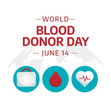 Dünya kan bağışı gününün vektör grafiği dünya kan bağışlama günü kutlamaları için iyi. düz dizayn. İlan tasarımı. Düz illüstrasyon.