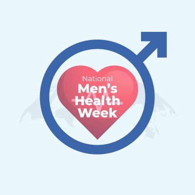 Ulusal Erkek Sağlığı Haftası 'nın vektör grafiği Ulusal Erkek Sağlığı Haftası kutlamaları için iyidir. düz dizayn. İlan tasarımı. Düz illüstrasyon.
