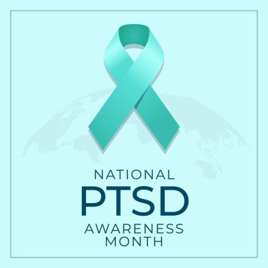 Ulusal TSSB Farkındalık Ayı 'nın vektör grafiği Ulusal Travma Sonrası Stres Ayının kutlaması için iyidir. düz dizayn. İlan tasarımı. Düz illüstrasyon.