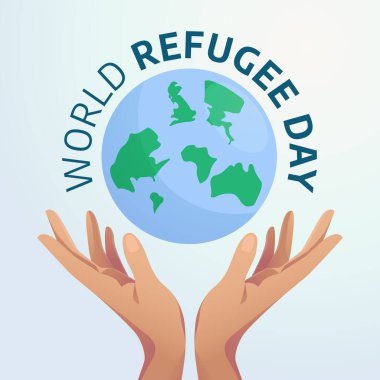 Dünya mülteci gününün vektör grafiği dünya mülteci günü kutlaması için iyi. düz dizayn. İlan tasarımı. Düz illüstrasyon.