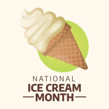 Ulusal dondurma ayının vektör grafiği ulusal dondurma ayı kutlamaları için iyidir. düz dizayn. İlan tasarımı. Düz illüstrasyon.