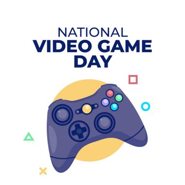 Ulusal video oyunu gününün vektör grafiği ulusal video oyunu günü kutlaması için iyi. düz dizayn. İlan tasarımı. Düz illüstrasyon.