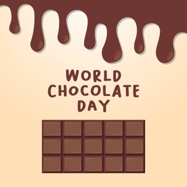 Çikolata gününün vektör grafiği dünya çikolata günü kutlaması için iyidir. düz dizayn. İlan tasarımı. Düz illüstrasyon.