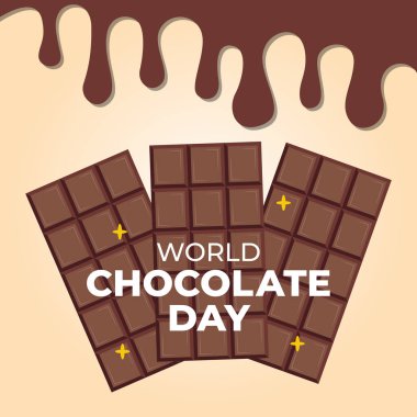 Çikolata gününün vektör grafiği dünya çikolata günü kutlaması için iyidir. düz dizayn. İlan tasarımı. Düz illüstrasyon.