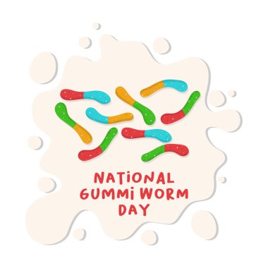 Ulusal jelibon solucan günü vektör grafiği ulusal jelibon günü kutlaması için iyidir. düz dizayn. İlan tasarımı. Düz illüstrasyon.