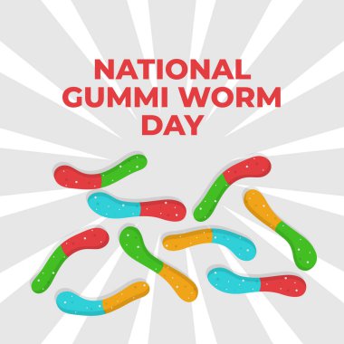 Ulusal jelibon solucan günü vektör grafiği ulusal jelibon günü kutlaması için iyidir. düz dizayn. İlan tasarımı. Düz illüstrasyon.