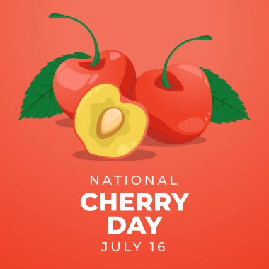 Ulusal vişne günü vektör grafiği ulusal vişne günü kutlaması için uygun. düz dizayn. İlan tasarımı. Düz illüstrasyon.