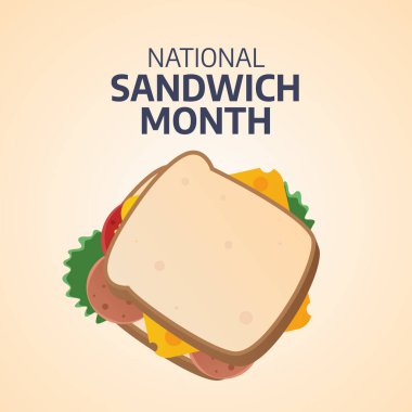 Ulusal sandviç ayının vektör grafiği ulusal sandviç ayı kutlamaları için uygun. düz dizayn. İlan tasarımı. Düz illüstrasyon.