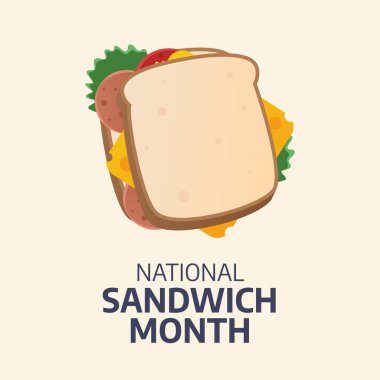 Ulusal sandviç ayının vektör grafiği ulusal sandviç ayı kutlamaları için uygun. düz dizayn. İlan tasarımı. Düz illüstrasyon.