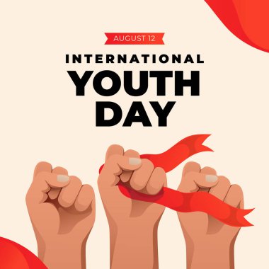 Uluslararası Gençlik Günü 'nün vektör grafiği uluslararası gençlik günü kutlamaları için iyidir. düz dizayn. İlan tasarımı. Düz illüstrasyon.