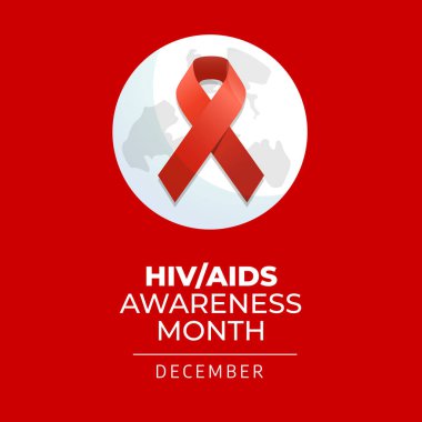 HIV AIDS Farkındalığı Ayı 'nın vektör grafiği HIV AIDS Farkındalığı Ayı kutlamaları için iyidir. düz dizayn. İlan tasarımı. Düz illüstrasyon.