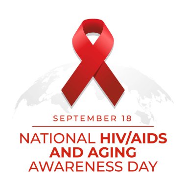 Ulusal HIV-AIDS ve Yaşlanma Bilinci Günü 'nün vektör grafiği Ulusal HIV-AIDS ve Yaşlanma Bilinci Günü kutlamaları için iyidir. düz dizayn. İlan tasarımı. Düz illüstrasyon.