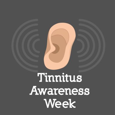 Tinnitus Farkındalık Haftası için ideal, bu vektör grafiği olayı gösterir.