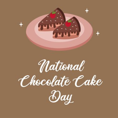 Perfect for celebrating National Chocolate Cake Day, this vector graphic honors the holiday.