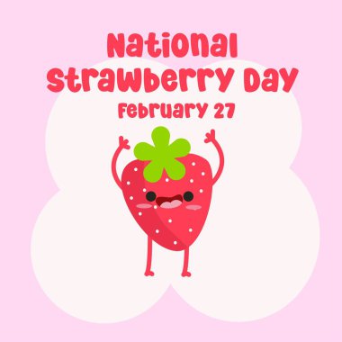 Ulusal Çilek Günü kutlamaları için ideal, bu vektör resmi çilekleri betimliyor.