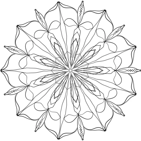Kwiat Mandala Vintage Elementy Dekoracyjne Orientalny Wzór Czerń Biel — Zdjęcie stockowe