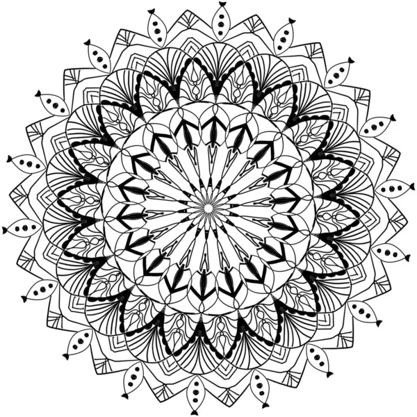 Virág Mandala Vintage Dekoratív Elemek Keleti Minta Fekete Fehér — Stock Fotó