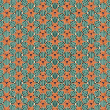 Çiçek deseni, klasik geometrik desen. Retro biçim ve estetik.