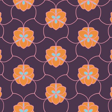 Çiçek deseni, klasik geometrik desen. Retro biçim ve estetik.