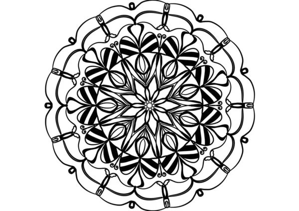 Absztrakt Mandala Grafikai Tervezés Dekoratív Elemek Fekete Fehér Színű Háttér — Stock Fotó