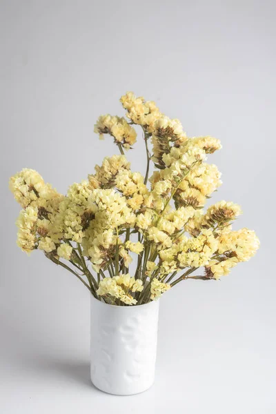 Suszone Żółte Kwiaty Statyczne Wazonie — Zdjęcie stockowe