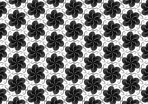 Patrón Floral Blanco Negro Para Colorear Fondo Patrón Tela — Foto de Stock