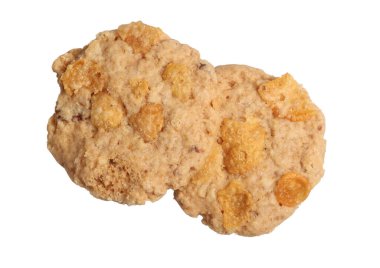 Beyaz arkaplanda mısır gevreği kurabiyeleri